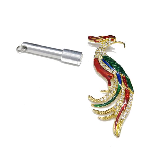 Vintage Large "Bird of Paradise" Brooch, Bright Enamel, Clear Rhinestones, 1990s - Picture 8 of 10